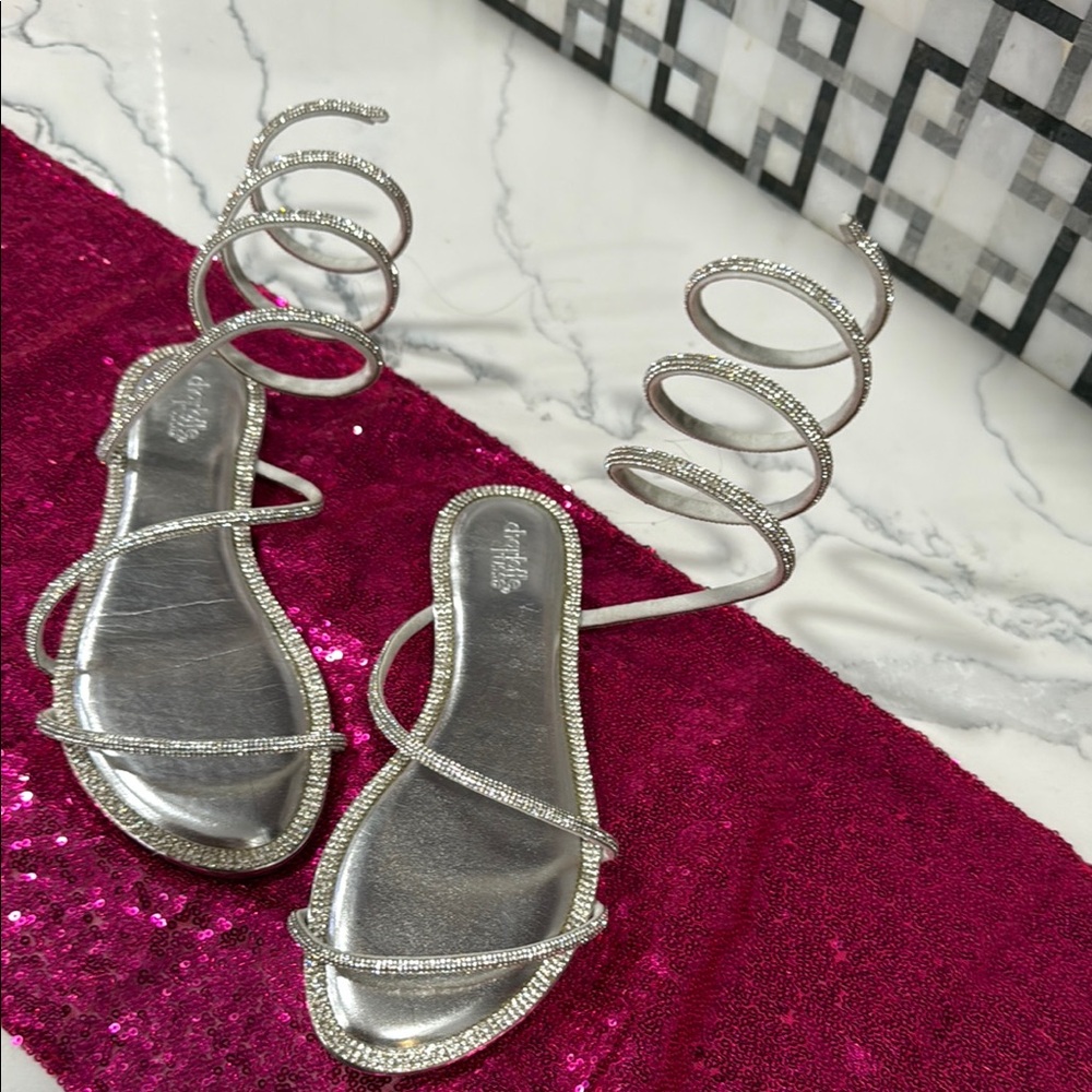 Charlotte Russe Silver Sandals Spiral Design
